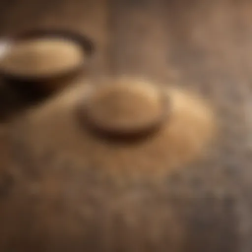 Artful arrangement of sesame seeds on a rustic wooden surface