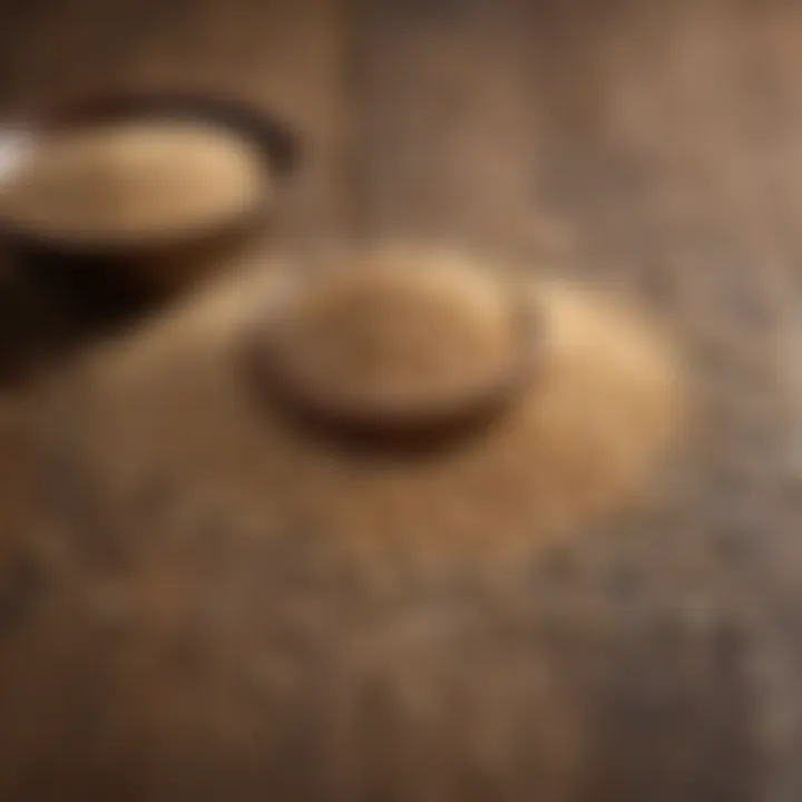 Artful arrangement of sesame seeds on a rustic wooden surface