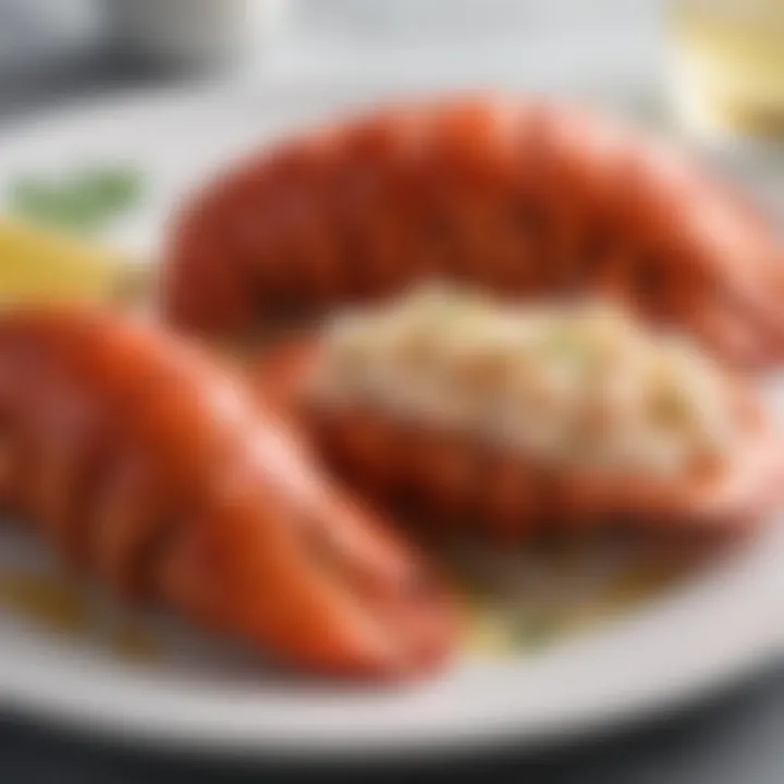 Perfectly steamed lobster tails on a plate displaying their inviting texture.