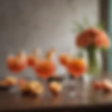 Elegant Table Setup with Peach Sangria An elegant table setup showcasing peach sangria in crystal glasses