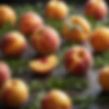 Fresh Peaches and Herbs for Infusion A close-up of fresh peaches and herbs ready for infusion