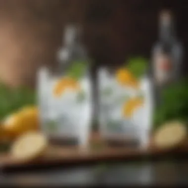 Garnished Gin and Tonic A beautifully garnished gin and tonic with fresh herbs and citrus