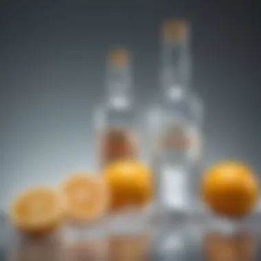 A high-quality tonic water bottle against a backdrop of ice and citrus