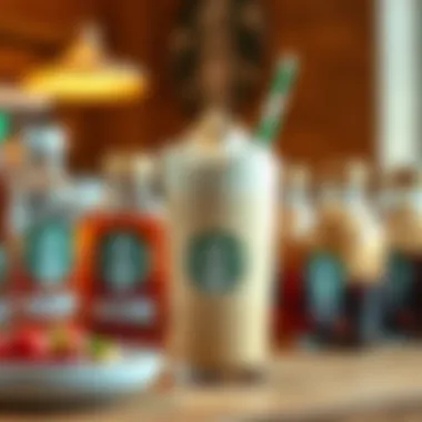 Endless Flavor Possibilities for Your Iced Latte An array of flavored syrups and toppings available at Starbucks to customize your iced latte.
