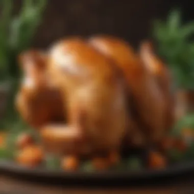 A close-up of succulent roast chicken carving