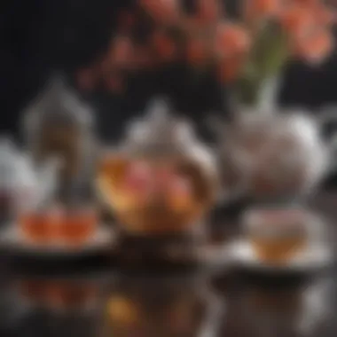 An Enriching Tea Experience Aesthetic setting with flowering tea and an ornate teapot