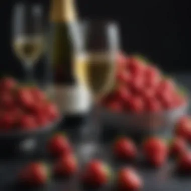 Artful arrangement of different sparkling wines and strawberries