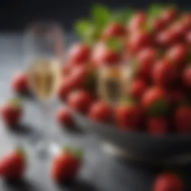 Elegant Display of Sparkling Wine and Strawberries Elegant display of sparkling wine with ripe strawberries