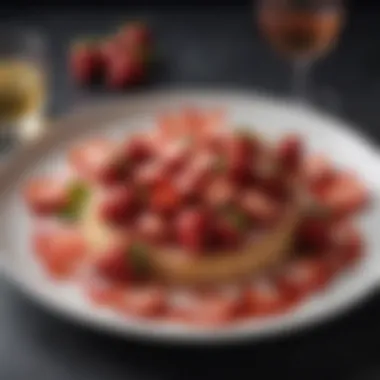 Gourmet Dish with Strawberries and Sparkling Wine Gourmet dish featuring strawberries and sparkling wine pairing