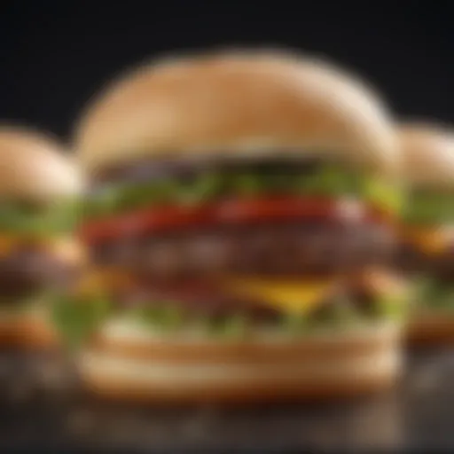 A gourmet hamburger showcasing texture and seasoning
