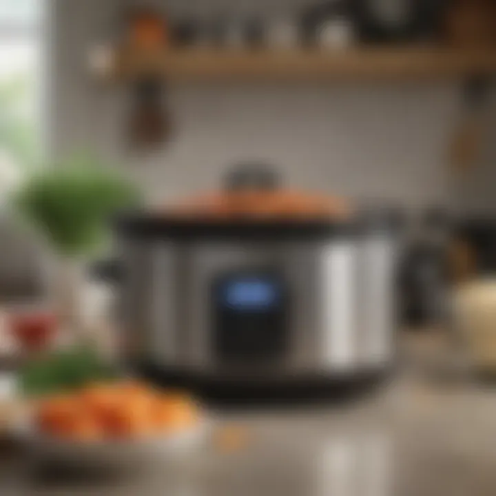 A stylish crock pot on a kitchen countertop