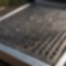 A close-up shot of a sparkling clean grill surface reflecting sunlight