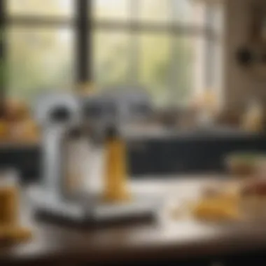 A beautifully styled kitchen scene with a pasta machine and essential ingredients for pasta-making.