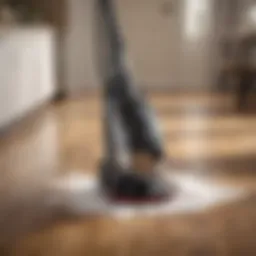 A sleek multi-floor steam cleaner in action on hardwood flooring