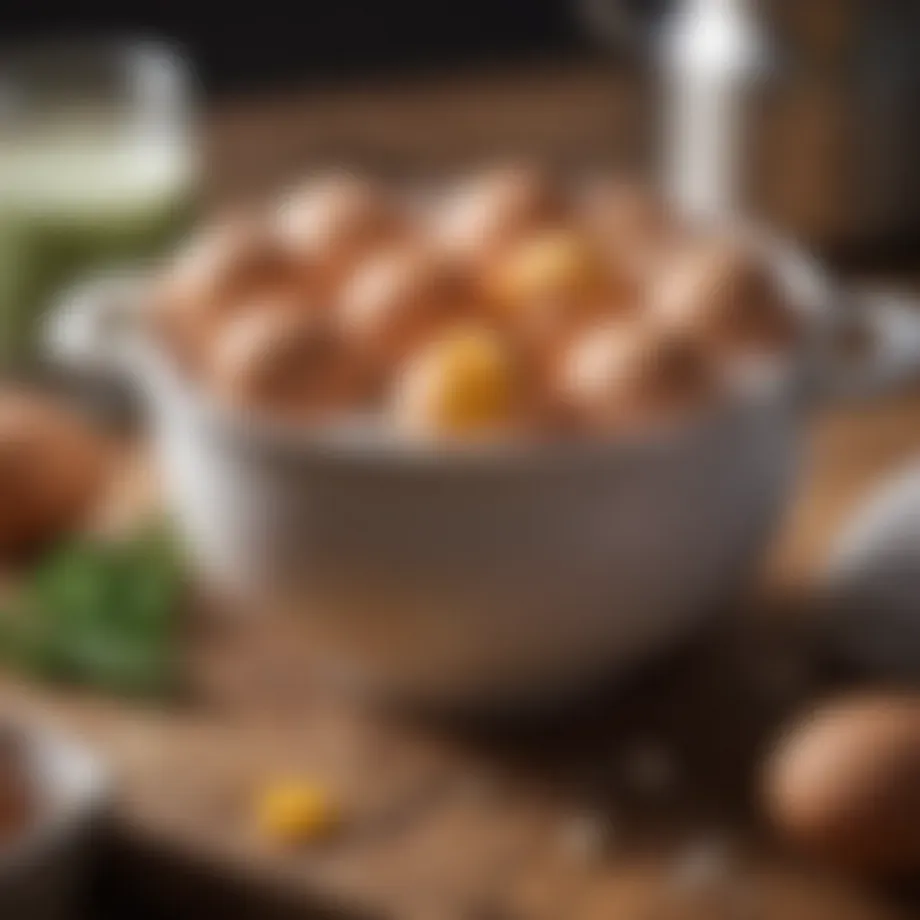 Elegant egg poacher pot with eggs ready for poaching