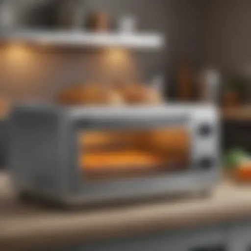 Stylish electronic toaster oven on a kitchen countertop