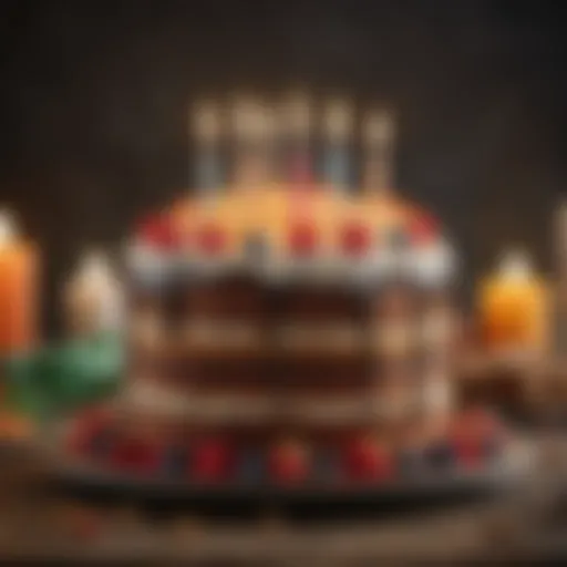 A vibrant birthday cake with candles