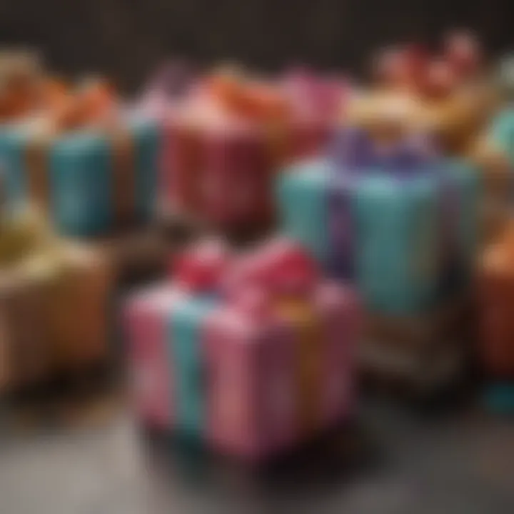 Colorful gift boxes decorated with ribbons