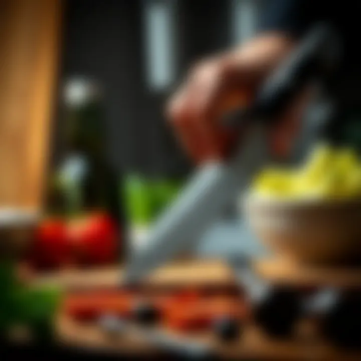 A paring knife in action, demonstrating its versatility in culinary tasks.