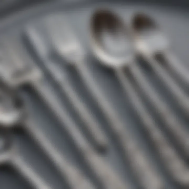 Close-up of intricate designs on high-quality silverware