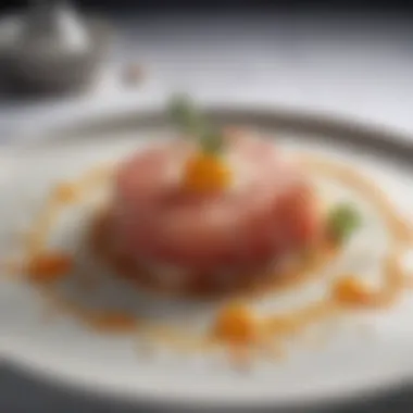 Gourmet Dish with Fleur de Sel A gourmet dish enhanced with fleur de sel garnish