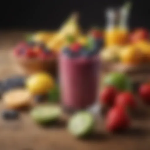 A vibrant array of fresh fruits on a wooden table