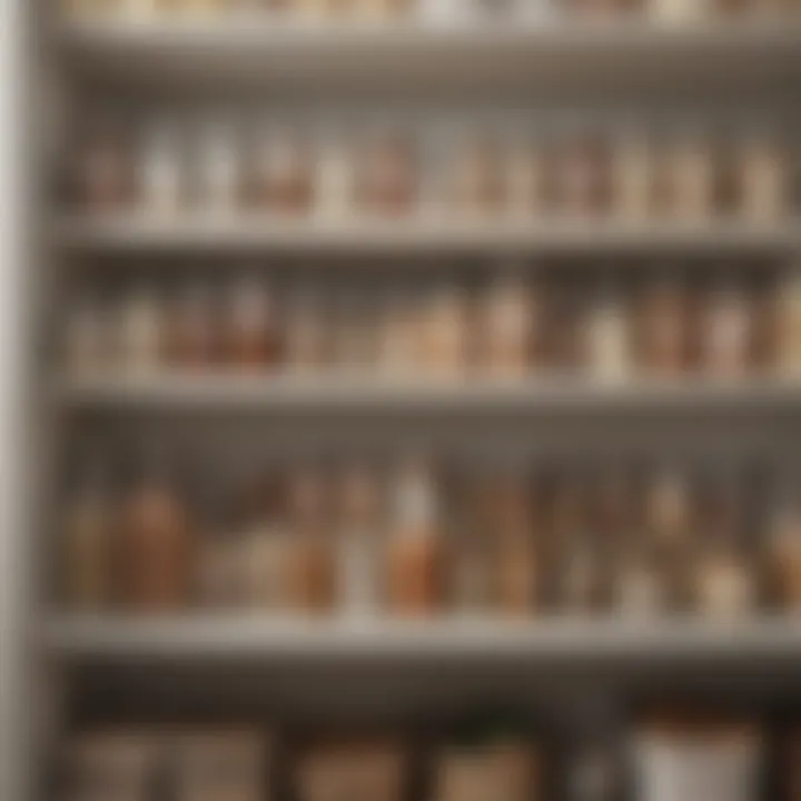 A serene and organized pantry space showcasing labels