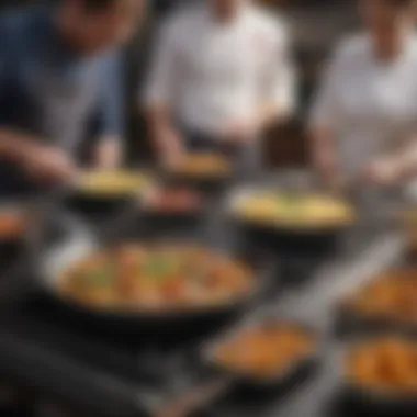 A group of culinary professionals discussing Staub cookware