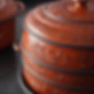 Close-up of the intricate enamel finish on Staub cookware