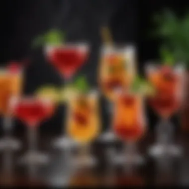 Diverse Cocktails in Extra Large Glassware A variety of cocktails served in oversized glasses