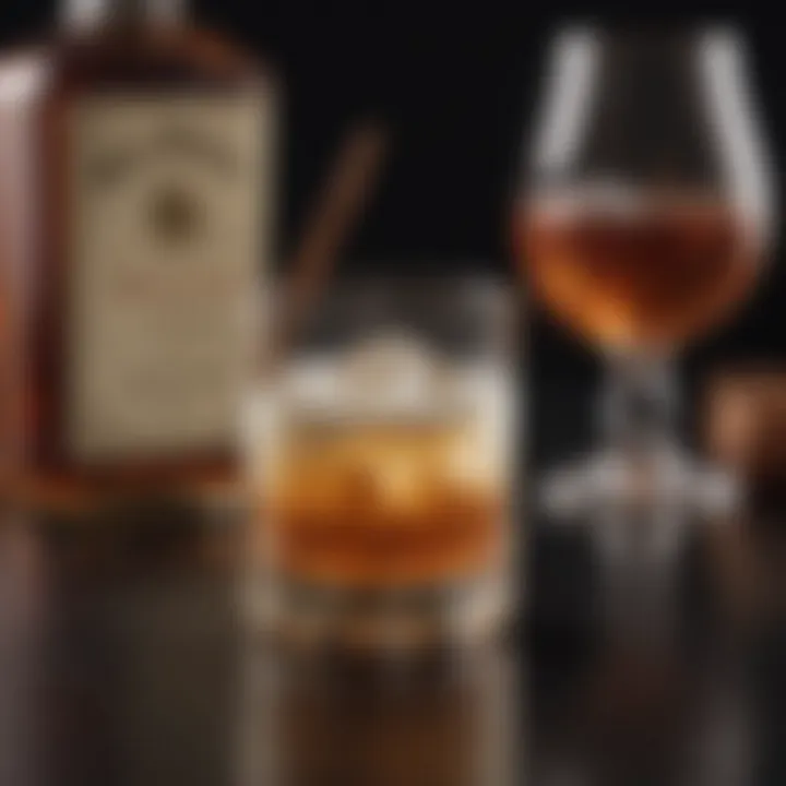 A close-up view of a whisky and milk cocktail elegantly presented in a glass.