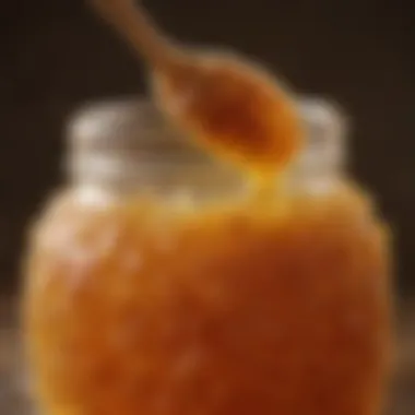 Visually appealing jar of crystallized honey showcasing its texture