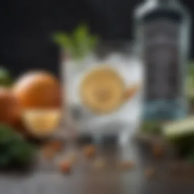 Artistic Display of Essential Gin Tonic Ingredients Essential gin tonic ingredients displayed artistically
