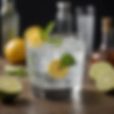 Refreshing Gin Tonic with Botanical Garnishes A refreshing gin tonic with botanical garnishes