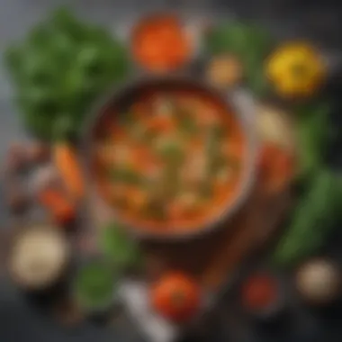 Fresh Ingredients for Health Fresh ingredients laid out for a hearty minestrone soup, showcasing vegetables and herbs.