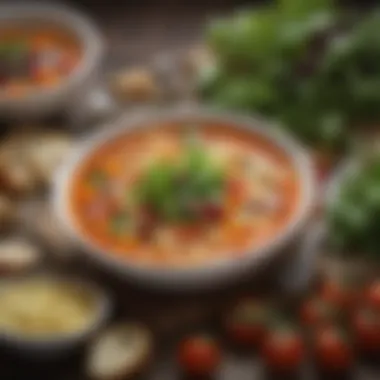 A balanced plate showcasing minestrone soup alongside a colorful salad.