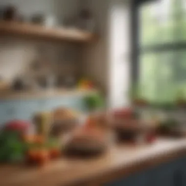 A serene kitchen scene showcasing natural food selections.