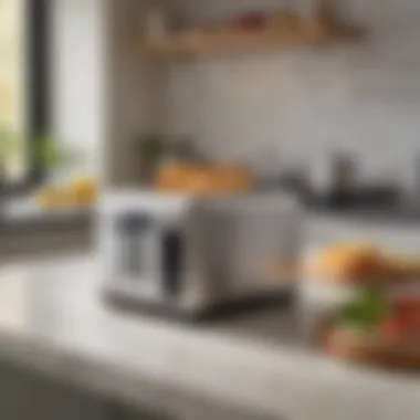 Sleek Touchscreen Toaster in a Modern Kitchen Modern kitchen setting featuring a sleek touchscreen toaster