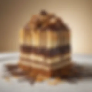 Decadent Twix Ice Cream Cake Slice A decadent slice of Twix ice cream cake showcasing layers of chocolate and caramel.