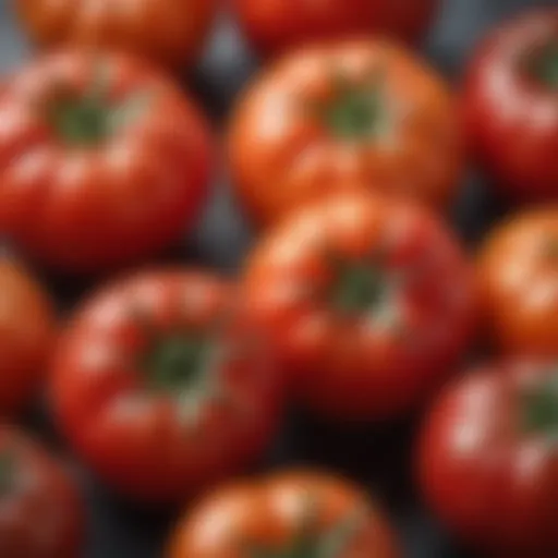 Close-up of fresh tomatoes showcasing their vibrant color and texture