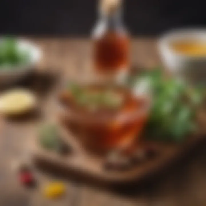 A selection of herbal remedies on a wooden surface