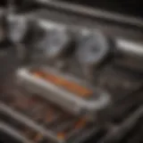 Detailed view of a grill thermostat mechanism