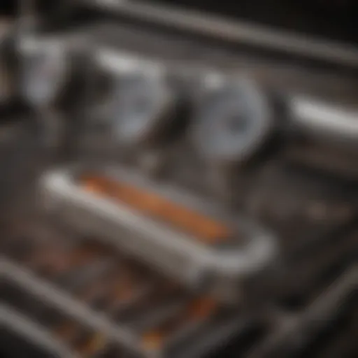 Detailed view of a grill thermostat mechanism