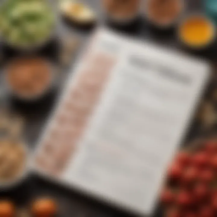 A notebook with nutritional guidelines for protein intake