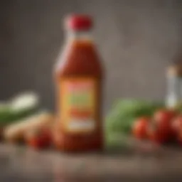 An elegant bottle of In and Out Sauce with herbs