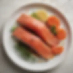 A beautifully plated lox salmon dish with garnishes