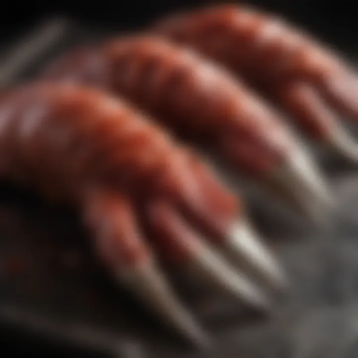 Close-up view of metal meat claws showcasing their design and craftsmanship.