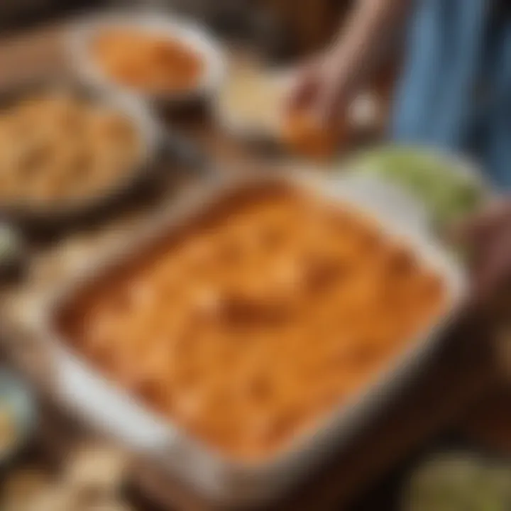 A gathering of friends enjoying buffalo chicken dip together