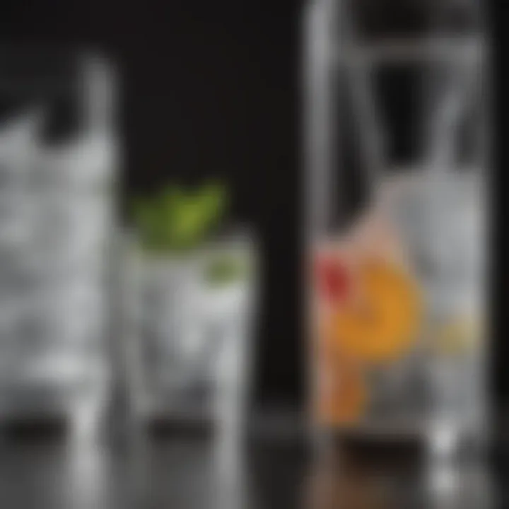 Different types of soda water displayed elegantly
