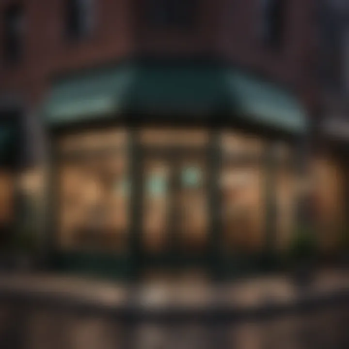 Starbucks storefront at twilight